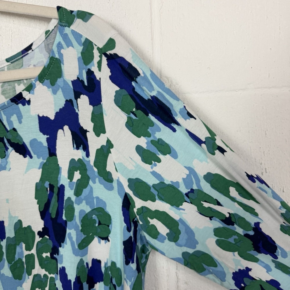 Belle‎ by Kim Gravel Knit Tunic Top Stretch Office Flowy Abstract Artsy Beach M - Picture 4 of 12